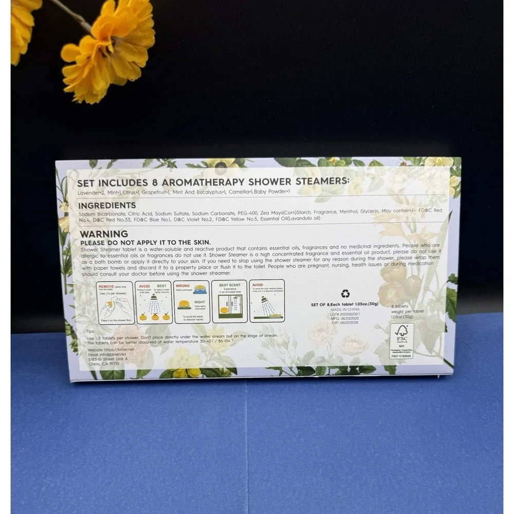 Shower Steamers Aromatherapy BLRIET 8 Pack New In Box. Individually Wrapped